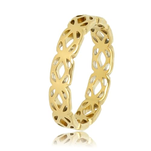 Mein Bendel - Blumenring Gold- Stylischer Floraler Ring für Damen - Bleibt schön und Verfärbt nicht - Stapeln Ringe - mit Luxuriösen Geschenkverpackung von My Bendel