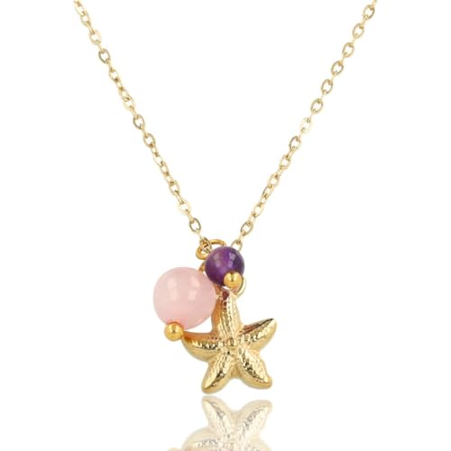 My Bendel *Halskette Gold mit Seestern und Fuchsia- und lilafarbenen Glassteinen- Halskette mit Seestern - Zwei Glassteinen - 45 cm - verstellbar - mehrere Farben - mit Luxuriösen Geschenkverpackung My Bendel *Halskette Gold mit Seestern und Fuchsia- und lilafarbenen Glassteinen- Halskette mit Seestern - Zwei Glassteinen - 45 cm - verstellbar - mehrere Farben - mit Luxuriösen Geschenkverpackung von My Bendel