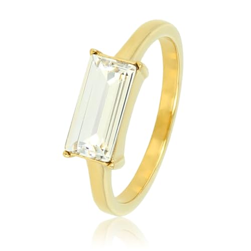 My Bendel - Ring Gold mit 10mm Quarzstein- Stylischer Ringe für Damen - Bleibt schön und Verfärbt nicht - Stapeln Ringe - mit Luxuriösen Geschenkverpackung von My Bendel