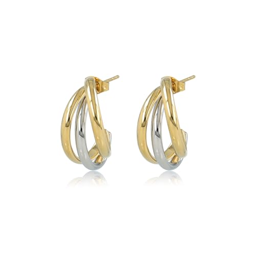 My Bendel - Einzigartige Ohrringe in zweifarbiger Kombination - Silber mit Gold - 20mm - Edelstahl - nicht reizend - Bleibt Schön und Kein Irritation - Mit Luxuriösen Geschenkverpackung von My Bendel