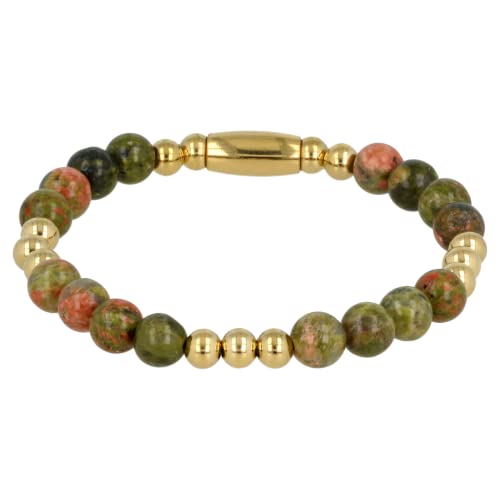 My Bendel Elastisches Armband aus Goldperlen mit Unakite-Edelsteinen- Stylischer Flexibeles Armband für Damen mit echter Edelstein - Bleibt schön und Verfärbt nicht - Mehrere farben und gröBen von My Bendel