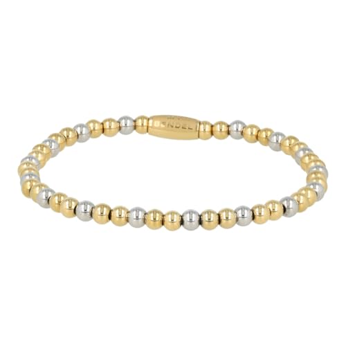 My Bendel - Elastisches Perlenarmband - zweifarbig - Silber und Gold kombiniert - 4mm - Edelstahl - Bleiben Sie schön und reizen Sie nicht - mit luxuriöser Geschenkverpackung von My Bendel