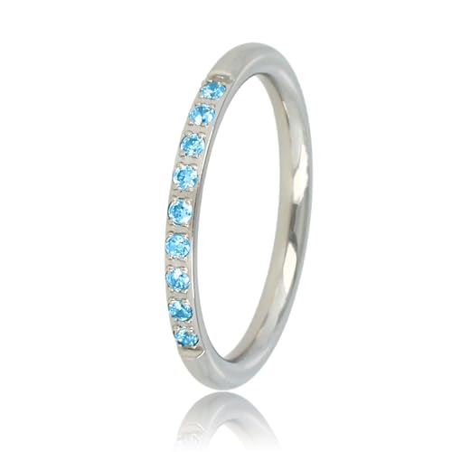 My Bendel - Feiner Stapelring Silber mit blauen Steinen- Stylischer Ringe für Damen mit Zirconia Steinen - Mehrere Farben und Größen - Stapeln Ringe - mit Luxuriösen Geschenkverpackung von My Bendel