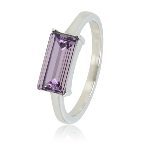 My Bendel - Ring Silber lila rechteckiger Glasstein- Stylischer Ringe für Damen - Bleibt schön und Verfärbt nicht - Stapeln Ringe - mit Luxuriösen Geschenkverpackung von My Bendel