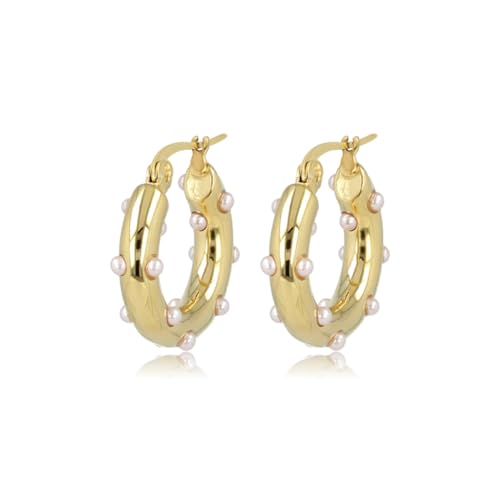 My Bendel - Gold-Ohrring mit kleinen rosa Perlen- Edelstahl-Ohrringe für Frauen - Silber und Gold von My Bendel