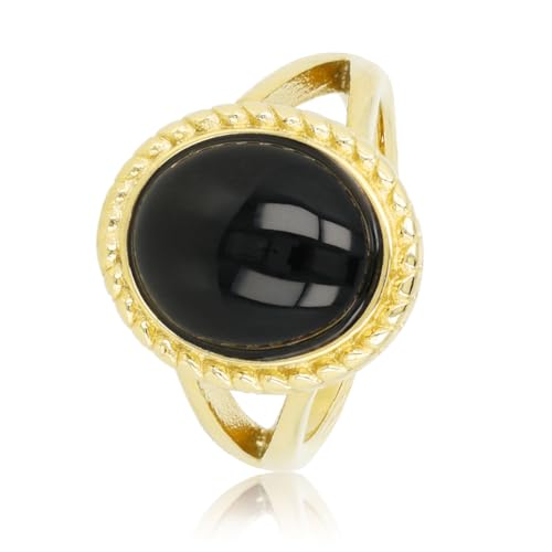 My Bendel - Gold Vintage Ring mit schwarzem Onyx Edelstein- Vintage Damenring – mit echtem Edelstein – mehrere Farben - Bleibt schön und Verfärbt nicht - mit Luxuriösen Geschenkverpackung von My Bendel