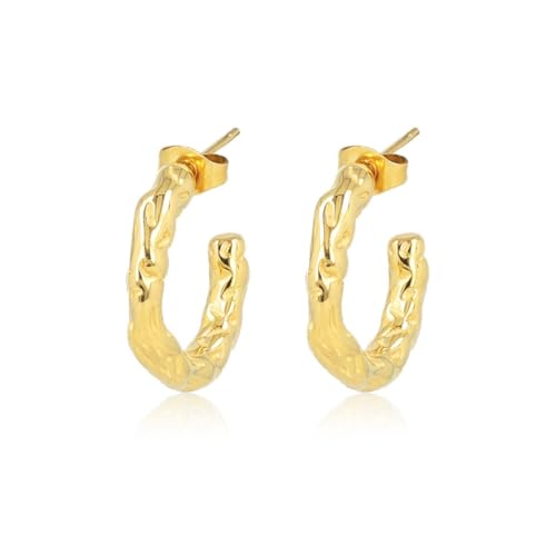 My Bendel - Goldene Ohrstecker - mit einzigartiger Struktur - 19mm - Edelstahl - Bleiben Sie schön und reizen Sie nicht - mit luxuriöser Geschenkverpackung von My Bendel