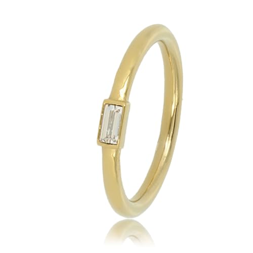 My Bendel - Goldener Ohrring mit kleinem Kristallstein- Stylischer Ring für Damen mit kleinem Kristallglasstein - Bleibt schön und Verfärbt nicht - Stapeln Ringe - mit Luxuriösen Geschenkverpackung von My Bendel