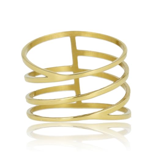 My Bendel - Goldfarbener Wickelring mit offenem Design- Stylischer Ringe für Damen - Bleibt schön und Verfärbt nicht - Stapeln Ringe - mit Luxuriösen Geschenkverpackung von My Bendel