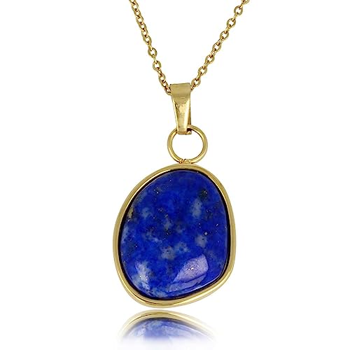 My Bendel Goldkette mit kreativem Lapislazuli-Anhänger- Halskette fûr Frauen met Edelsteinen Hänger - Mehrere Farben - Bleibt schön und Verfärbt Nicht - Einstellbar von My Bendel