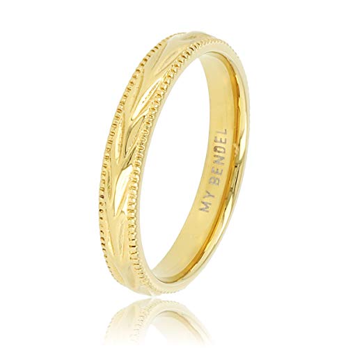 My Bendel - Goldring mit Blattmotiv - 3,5 mm- Ringe für Damen - Bleibt schön und Verfärbt nicht - Stapeln Ringe - Silber und Gold - mit Luxuriösen Geschenkverpackung von My Bendel