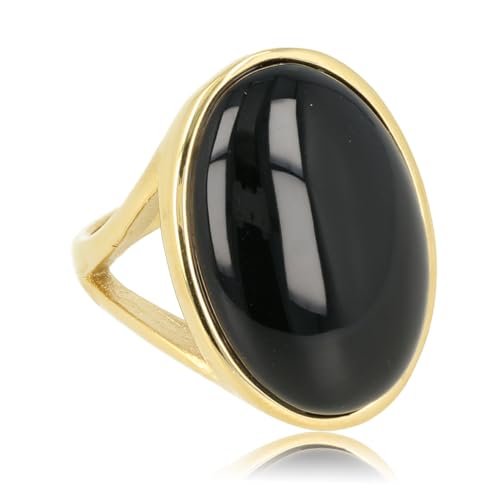 My Bendel Goldring mit Onyx-Edelstein- Statement-Ring für Damen mit echtem Edelstein – zum Strahlen – EIN echter Hingucker – erhältlich in Silber und Gold und verschiedenen Edelsteinen von My Bendel