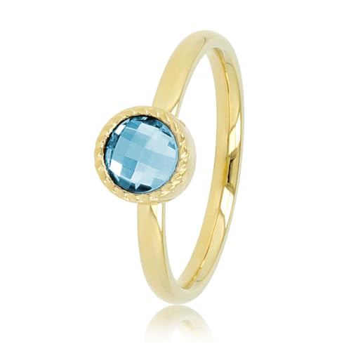 My Bendel - Goldring mit blauem Glasstein- Stylischer Ringe für Damen mit farbiger Stein - Bleibt schön und Verfärbt nicht - Stapeln Ringe - mit Luxuriösen Geschenkverpackung von My Bendel