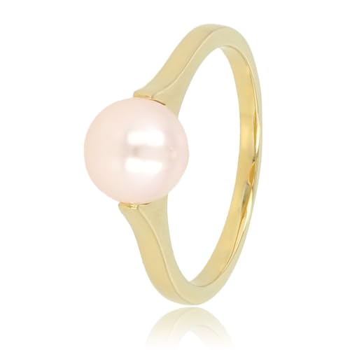 My Bendel - Goldring mit großer rosa Perle- Stylischer Ring für Damen mit großer Perle - Bleibt schön und Verfärbt nicht - Stapeln Ringe - mit Luxuriösen Geschenkverpackung von My Bendel