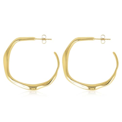 My Bendel - Große Ohrringe - organische Wellenform - 40 mm - 14k vergoldet - Edelstahl - Bleibt schön und Verfärbt nicht - mit Luxuriösen Geschenkverpackung von My Bendel