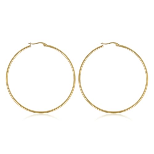 My Bendel - Großer Goldohrring 60x2 mm- Edelstahl-Ohrringe für Frauen - Silber und Gold von My Bendel