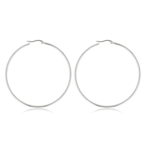 My Bendel - Großer Silberohrring 60x2 mm- Edelstahl-Ohrringe für Frauen - Silber und Gold von My Bendel