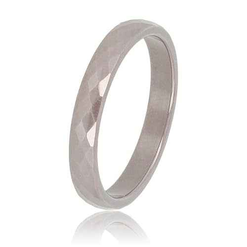 My Bendel - Keramischer Ring facettiert grau 3mm- Keramikring für Frauen - Ring ist unzerbrechlich und verfärbt sich nicht - Bleibt glänzend und krazt nicht - mit Luxuriösen Geschenkverpackung von My Bendel