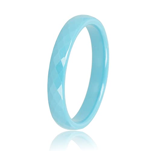 My Bendel - Keramischer Ring facettiert blau 3mm- Stylischer Ringe für Damen - Bleibt schön und Verfärbt nicht - Stapeln Ringe - mit Luxuriösen Geschenkverpackung von My Bendel