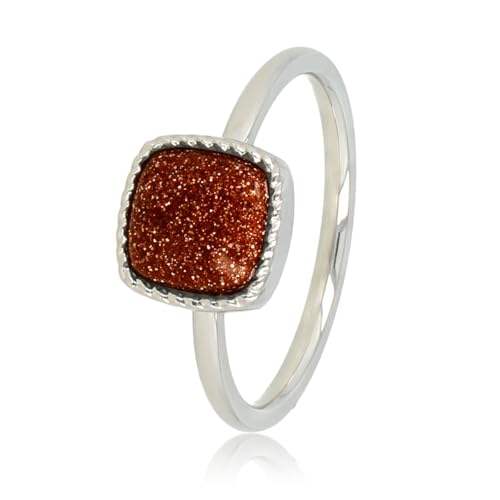 My Bendel - Kleiner Siegelring mit Gold Sand Stone Edelstein- Stylischer Ringe für Damen mit echtem Edelstein - Bleibt schön und Verfärbt nicht - Stapeln Ringe - mit Luxuriösen Geschenkverpackung von My Bendel