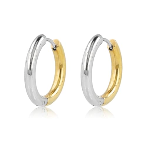 My Bendel - Minimalistische Ohrringe in zwei Farben - Silber und Gold kombiniert - 20mm - Edelstahl - nicht reizend - Bleibt Schön und Kein Irritation - Mit Luxuriösen Geschenkverpackung von My Bendel