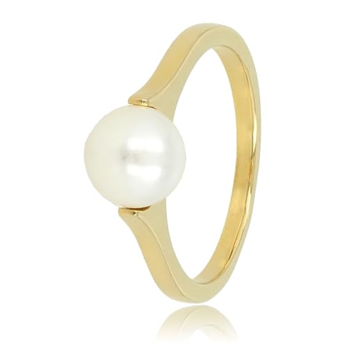 My Bendel - Ring Gold mit großer weißer Perle- Stylischer Ring für Damen mit großer Perle - Bleibt schön und Verfärbt nicht - Stapeln Ringe - mit Luxuriösen Geschenkverpackung von My Bendel
