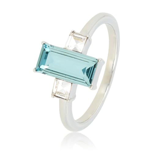 My Bendel - Ring Silber mit großem blauen Stein und kleinem Zirkoniumdioxid- Stylischer Ringe für Damen - Bleibt schön und Verfärbt nicht - Stapeln Ringe - mit Luxuriösen Geschenkverpackung von My Bendel