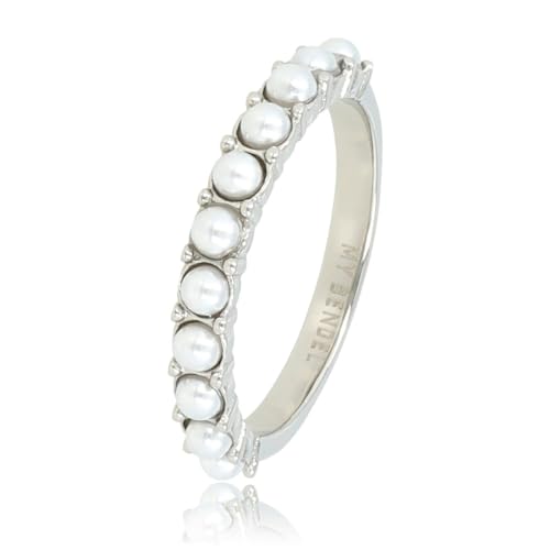 My Bendel - Ring Silber mit kleinen weißen Perlen- Stylischer Ring für Damen mit Perlen - Bleibt schön und Verfärbt nicht - Stapeln Ringe - mit Luxuriösen Geschenkverpackung von My Bendel