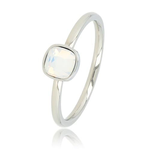 My Bendel - Ring Silber mit quadratischem Quarzglasstein- Stylischer Ringe für Damen - Bleibt schön und Verfärbt nicht - Stapeln Ringe - mit Luxuriösen Geschenkverpackung von My Bendel
