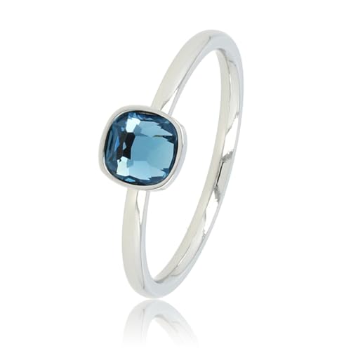 My Bendel - Ring Silber mit quadratischem blauem Glasstein- Stylischer Ringe für Damen - Bleibt schön und Verfärbt nicht - Stapeln Ringe - mit Luxuriösen Geschenkverpackung von My Bendel