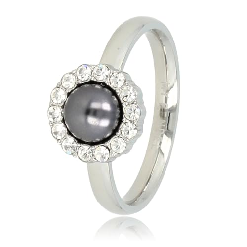 My Bendel - Ring Silber mit schwarzer Perle und Zirkoniasteinen- Stylischer Ring für Damen mit Perlen und Zirkoniasteinen - Bleibt schön und Verfärbt nicht - Stapeln Ringe von My Bendel