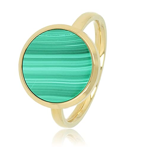 My Bendel - Ring gold met ronde grote Malachite- Stylischer Ringe für Damen mit echtem Edelstein - Bleibt schön und Verfärbt nicht - Stapeln Ringe - mit Luxuriösen Geschenkverpackung von My Bendel