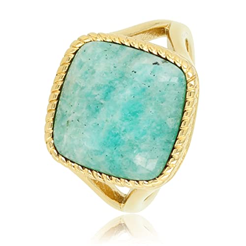 My Bendel - Ring gold mit Amazonite-Edelstein- Stylischer Ringe für Damen mit echtem Edelstein - Bleibt schön und Verfärbt nicht - Stapeln Ringe - mit Luxuriösen Geschenkverpackung von My Bendel