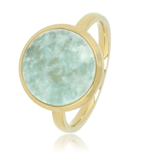 My Bendel Ring Gold mit rundem Amazonit- Stylischer Ringe für Damen mit echtem Edelstein - Bleibt schön und Verfärbt Nicht - Stapeln Ringe - mit Luxuriösen Geschenkverpackung von My Bendel