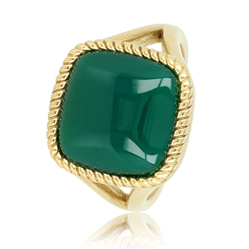 My Bendel - Siegelring Gold mit Green Agate-Edelstein- Stylischer Ringe für Damen mit echtem Edelstein - Bleibt schön und Verfärbt nicht - Stapeln Ringe - mit Luxuriösen Geschenkverpackung von My Bendel