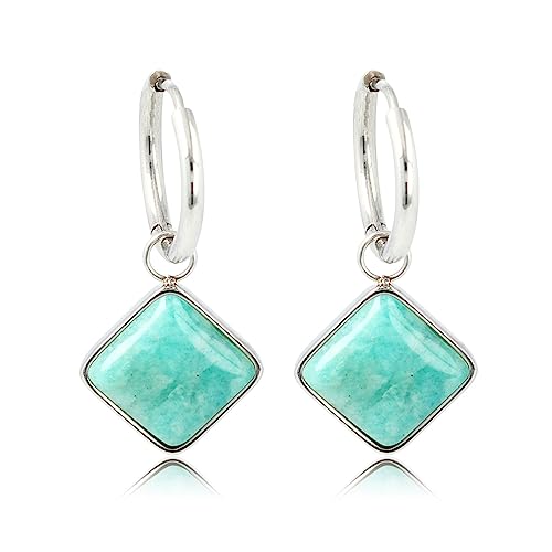 Silber Ohrringe Salmiak Modell mit Amazonit Edelstein- Ohrringe mit Edelsteinen - Mehrere Farben und GröBe - Echter Edelstein - Bleibt Schön und Kein Irritation von My Bendel