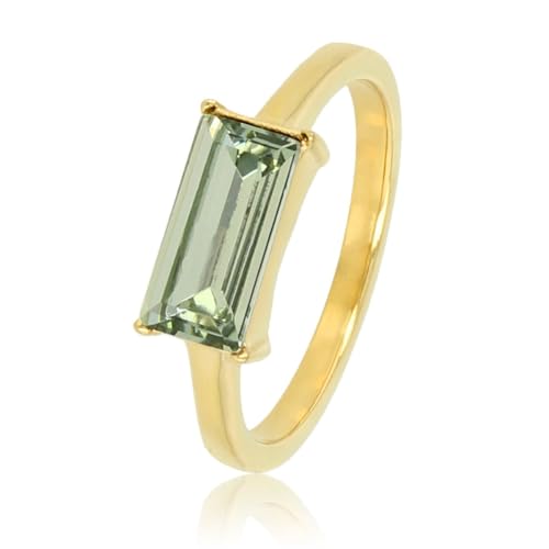 My Bendel - Ring gold mit 10mm grünem Glasstein- Stylischer Ringe für Damen - Bleibt schön und Verfärbt nicht - Stapeln Ringe - mit Luxuriösen Geschenkverpackung von My Bendel