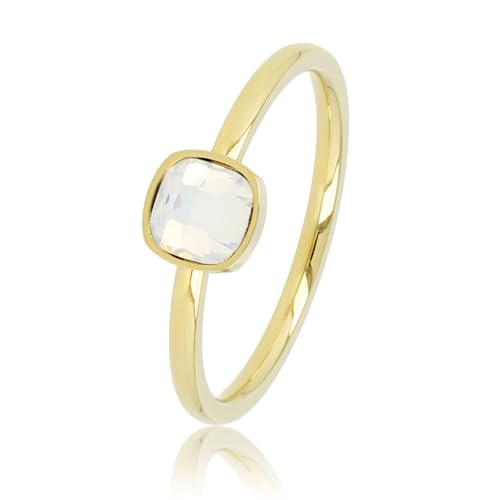 My Bendel - Ring Gold mit quadratischem Quarzglasstein- Stylischer Ringe für Damen - Bleibt schön und Verfärbt nicht - Stapeln Ringe - mit Luxuriösen Geschenkverpackung von My Bendel