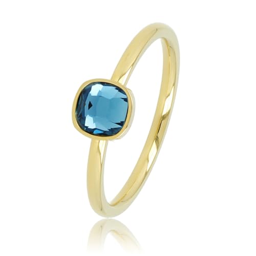 My Bendel - Ring Gold mit quadratischem blauem Glasstein- Stylischer Ringe für Damen - Bleibt schön und Verfärbt nicht - Stapeln Ringe - mit Luxuriösen Geschenkverpackung von My Bendel