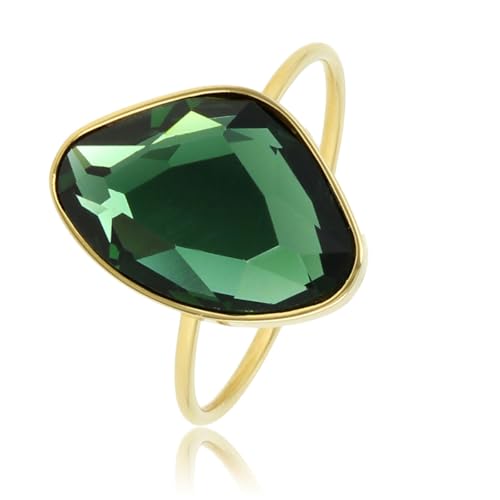 My Bendel - Kreativer Ring Gold mit grünem Glasstein- Stylischer Ringe für Damen - Bleibt schön und Verfärbt nicht - Stapeln Ringe - mit Luxuriösen Geschenkverpackung von My Bendel