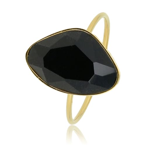 My Bendel - Kreativer Ring Gold mit schwarzem Glasstein- Stylischer Ringe für Damen - Bleibt schön und Verfärbt nicht - Stapeln Ringe - mit Luxuriösen Geschenkverpackung von My Bendel