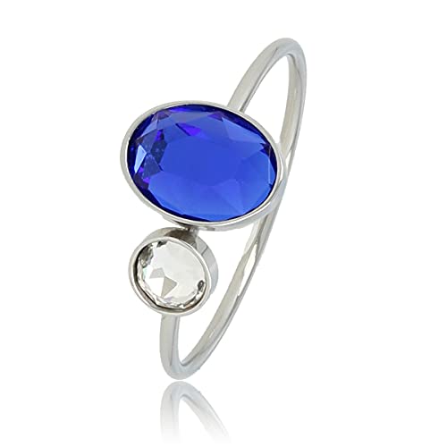 My Bendel - Schöner silberner Ring mit blau-weißem Glasstein- Stylischer Ringe für Damen - Bleibt schön und Verfärbt nicht - Stapeln Ringe - mit Luxuriösen Geschenkverpackung von My Bendel