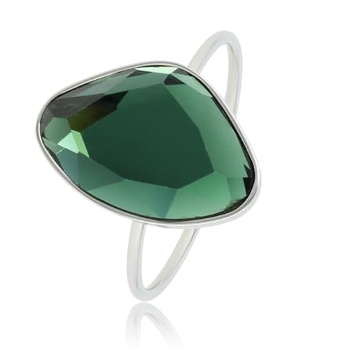My Bendel - Kreativer Ring Silber mit grünem Glasstein- Stylischer Ringe für Damen - Bleibt schön und Verfärbt nicht - Stapeln Ringe - mit Luxuriösen Geschenkverpackung von My Bendel