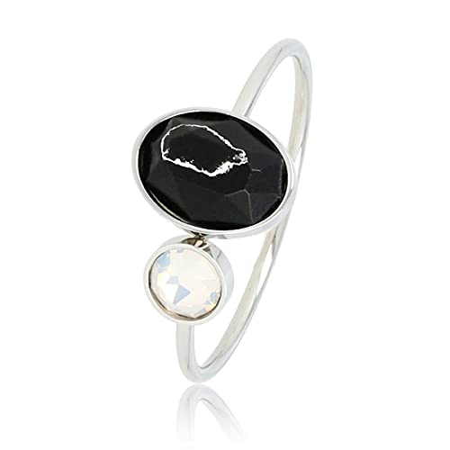 My Bendel - Schöner silberner Ring mit schwarz-Quarz Glasstein- Stylischer Ringe für Damen - Bleibt schön und Verfärbt Nicht - Stapeln Ringe - mit Luxuriösen Geschenkverpackung von My Bendel