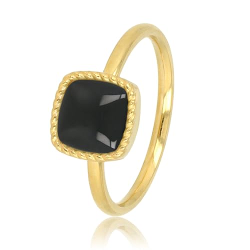 My Bendel - Kleiner Siegelring aus Gold mit Onyx-Edelstein- Stylischer Ringe für Damen mit echter Edelstein - Bleibt schön und Verfärbt nicht - Stapeln Ringe - mit Luxuriösen Geschenkverpackung von My Bendel