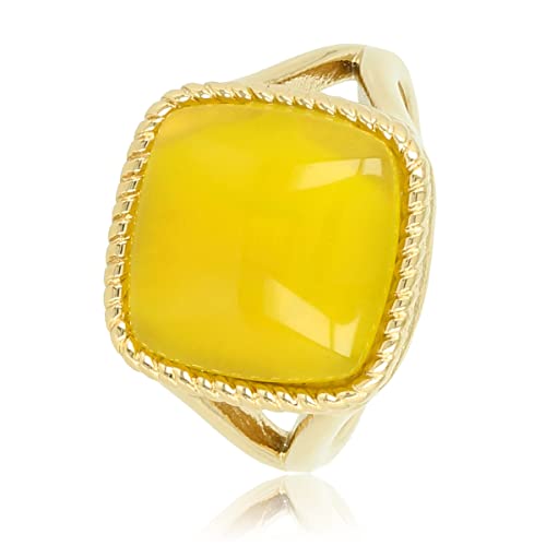 My Bendel - Siegelring gold mit echtem Yellow Agate Edelstein- Stylischer Ringe für Damen mit echtem Edelstein - Bleibt schön und Verfärbt nicht - Stapeln Ringe - mit Luxuriösen Geschenkverpackung von My Bendel