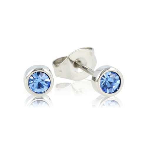 My Bendel - Edelstahl-Ohrstecker mit Saphir-Zirkonia-Stein 4 mm- Ohrringe für Frauen - einzigartiges Design - Bleibt schön und Verfärbt nicht - Silber und Gold- mit Luxuriösen Geschenkverpackung von My Bendel