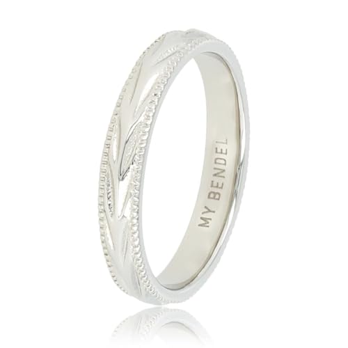 My Bendel - Silberring mit Blattmotiv - 3,5 mm- Ringe für Damen - Bleibt schön und Verfärbt nicht - Stapeln Ringe - Silber und Gold - mit Luxuriösen Geschenkverpackung von My Bendel