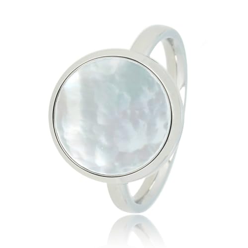 My Bendel - Silberring mit runder Perlenmuschel- Stylischer Ringe für Damen mit echtem Edelstein - Bleibt schön und Verfärbt nicht - Stapeln Ringe - mit Luxuriösen Geschenkverpackung von My Bendel