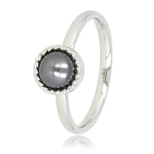 My Bendel - Silberring mit schwarzer Perle vintage- Stylischer Ring für Damen mit Perle und gedrehtem Rand - Bleibt schön und Verfärbt nicht - Stapeln Ringe - mit Luxuriösen Geschenkverpackung von My Bendel